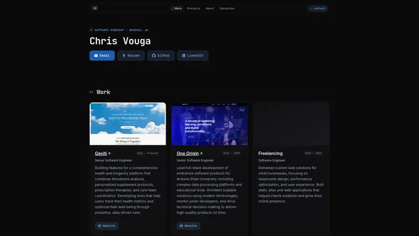 Chris Vouga - Software Engineer portfolio website screenshot